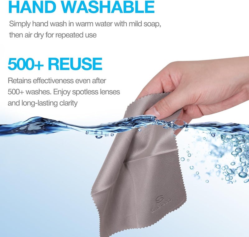 SmoTecQ Premium Microfiber Cleaning Cloths (6-Pack) – Ultra-Soft, Scratch-Free Cloths for Eyeglasses, Sunglasses, Camera Lenses, Screens & More – Washable & Reusable (6 Pack) - Image 4